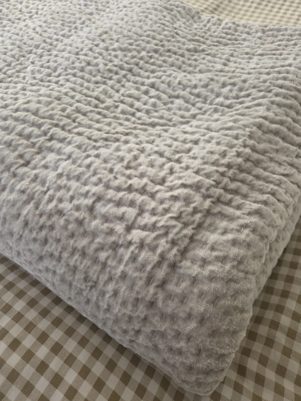 Restoration Hardware Cal King Holiday Pick Stitch Sateen Velvet Bedding Quilt